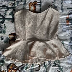 Sparkle Gold Strapless Peplum Top